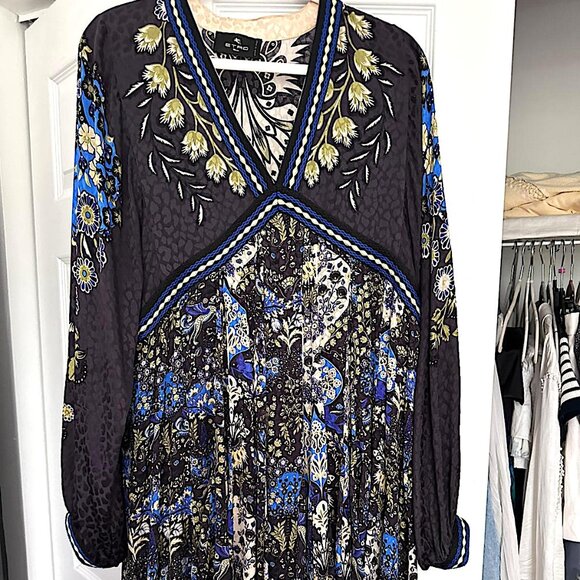 Etro Multicolor 100% Silk Midi Dress - Like New - Picture 4 of 8